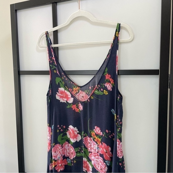[S] Free People Navy Blue & Pink Softest Floral Maxi Dress Loungewear - Picture 6 of 13